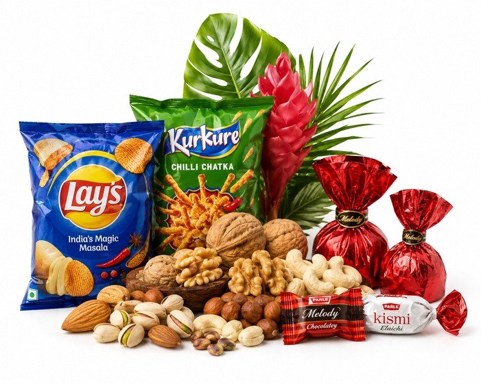 Snacks — Chips, Biscuits, Chocolates